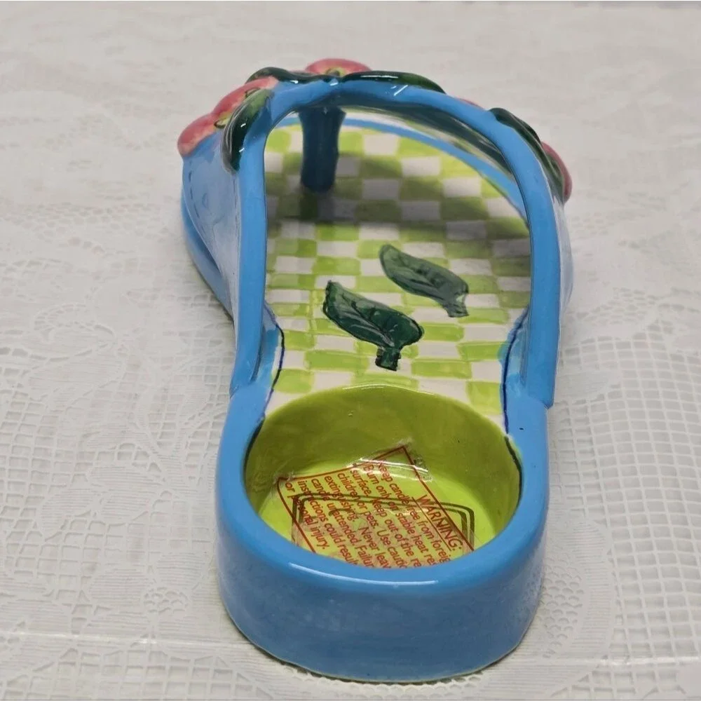 Diane Artware Ceramic Flip Flop “Cherry Cobbler” Votive Candle Holder Y2K Summer